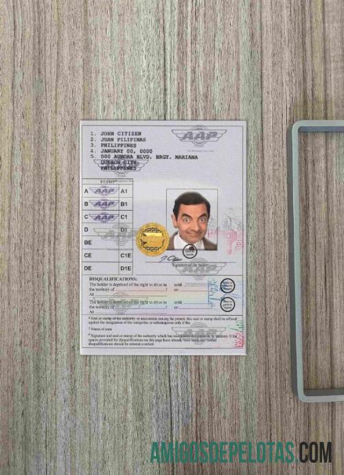 Permissão Internacional para Dirigir das Filipinas (formato da Convenção de Viena) Photolook modelo